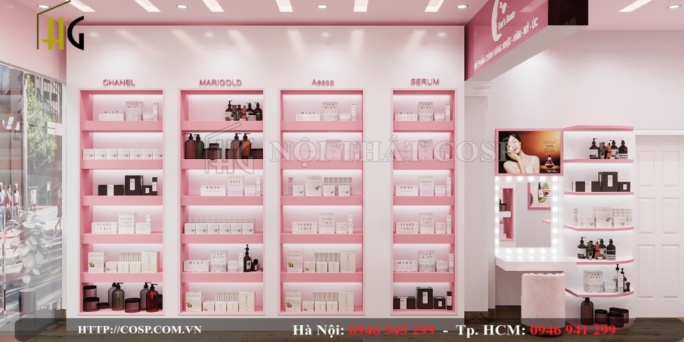 Thiết kế cửa hàng mỹ phẩm Evar